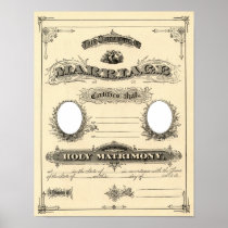 Vintage Wedding Certificate Poster