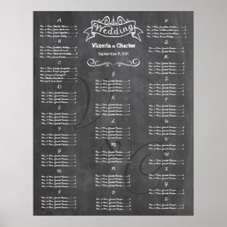Vintage Wedding Chalkboard Guest Seating Chart Print