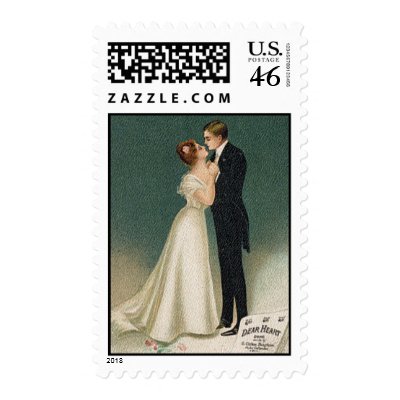 Vintage Wedding Couple Stamp