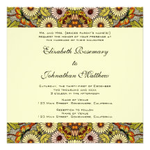 Vintage Wedding, Garden Flowers Floral Butterflies Invitation