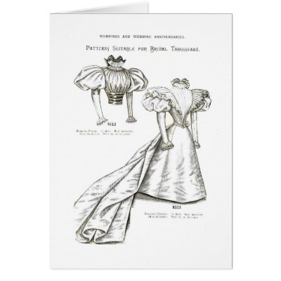 gown design on this vintage wedding card came from a weddings catalog