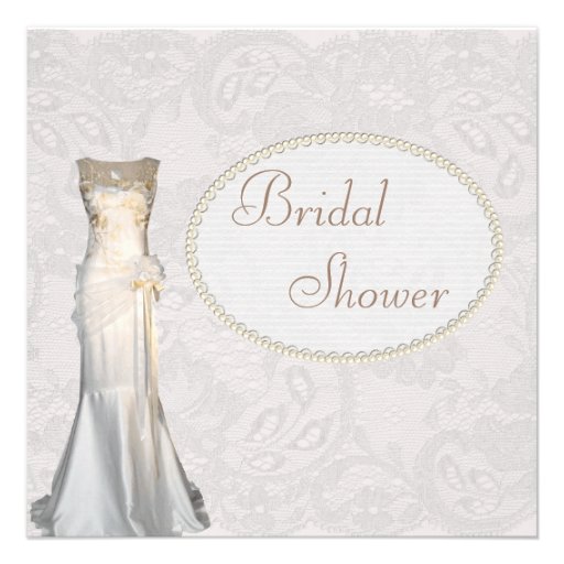 Vintage Wedding Gown Paisley Lace Bridal Shower Custom Announcement