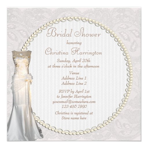 Vintage Wedding Gown Paisley Lace Bridal Shower Custom Announcement