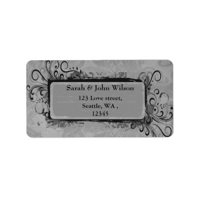 vintage wedding gray, return address label