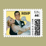 Vintage Wedding, Groom Bride, Newlyweds, RSVP stamps