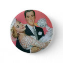 Vintage Wedding, Groom Carrying Bride, Newlyweds Buttons