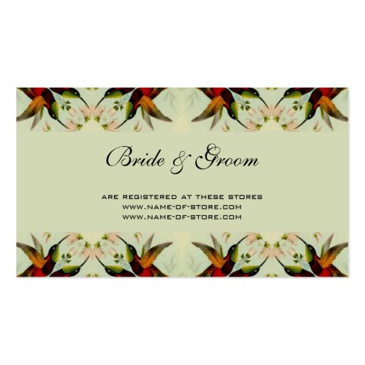Vintage Wedding, Hummingbirds and Flowers Business Card Template
