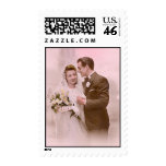 Vintage Wedding in Pink Postage Stamp