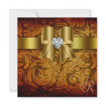 Vintage Wedding Invitation Heart Bow Autumn