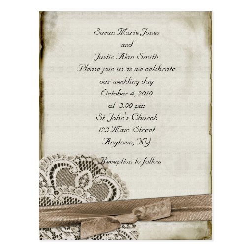 Vintage Wedding Invitation Post Cards