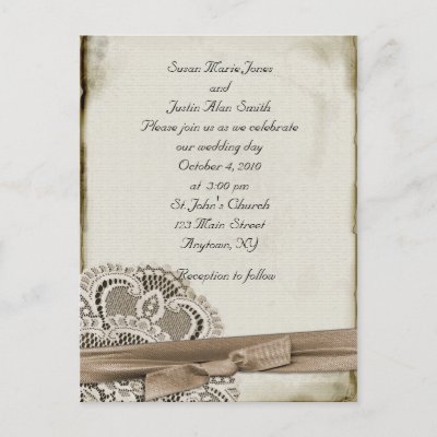 Vintage Wedding Invitation Post Cards by StarStock