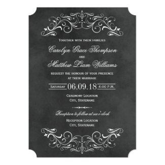 Vintage Wedding Invitations | Chalkboard Flourish 5" X 7" Invitation Card