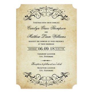 Vintage Wedding Invitations | Elegant Flourish 5" X 7" Invitation Card