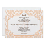 Vintage Wedding Invitations Peach Damask