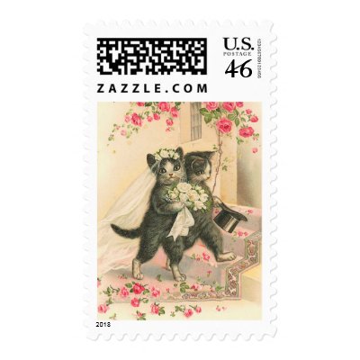 Vintage Wedding Kittens Postage