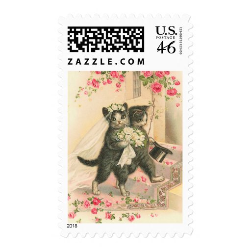 Vintage Wedding Kittens Postage
