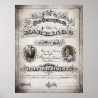 Vintage Wedding Marriage Certificate Print