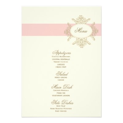 {vintage} wedding menu custom invite
