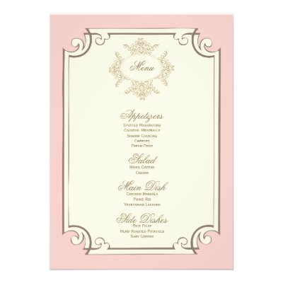{vintage} wedding menu personalized announcement
