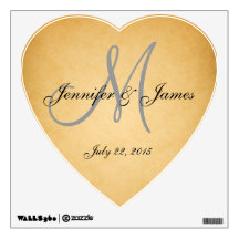 VINTAGE Wedding Monogram Name Heart Wall Decal