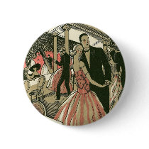 Vintage Wedding Newlyweds First Dance Pinback Button