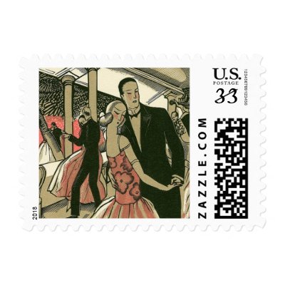 Vintage Wedding Newlyweds First Dance Stamp