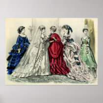 Vintage Wedding Party; Bride with Bridesmaids Print