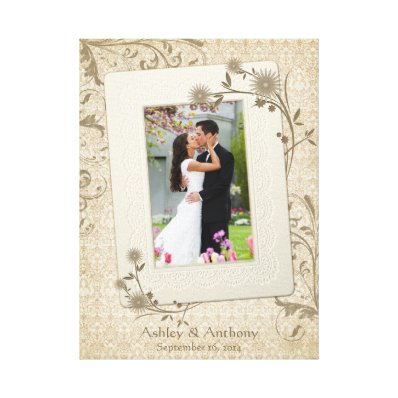 Vintage Wedding Photo Template Canvas Picture Gallery Wrapped Canvas
