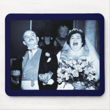 Vintage Wedding Picture - Happy Couple (Cyanotype) Mouse Pads