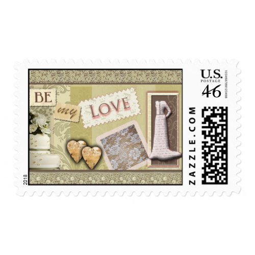 Vintage wedding postage stamp