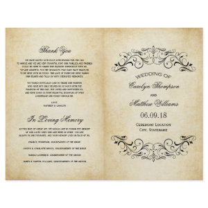 Vintage Wedding Programs | Elegant Flourish Personalized Flyer