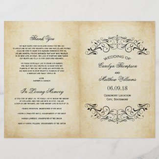 Vintage Wedding Programs | Elegant Flourish Personalized Flyer