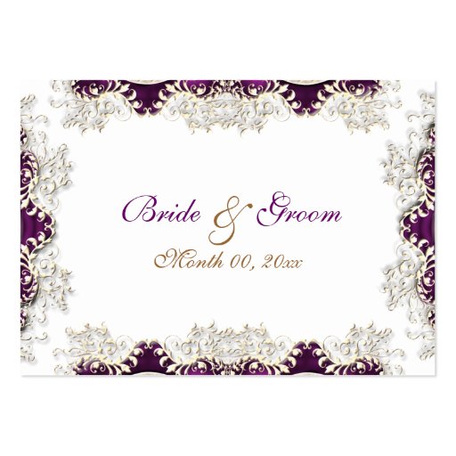 Vintage wedding purple "place cards" business card templates (back side)