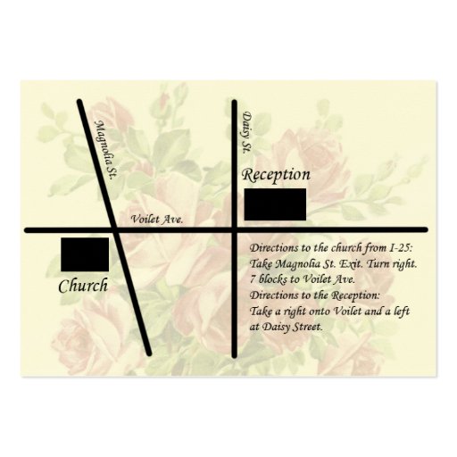 Vintage Wedding Reception Map Cards Business Cards (front side)