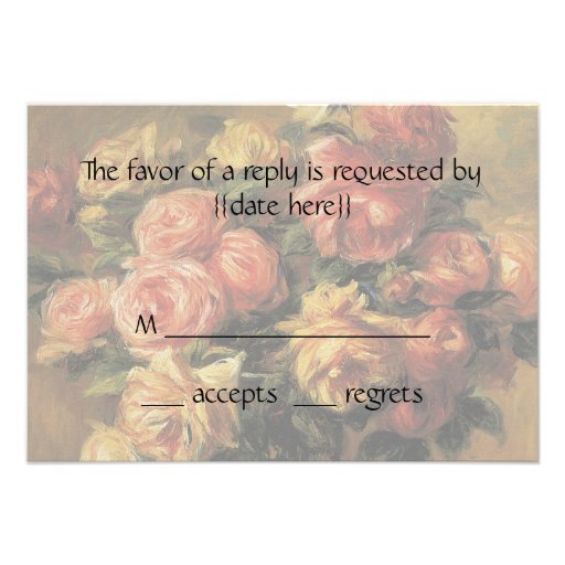 Vintage Wedding Response Card, Roses by Renoir