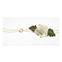 Vintage Wedding Rose Custom Photo Card