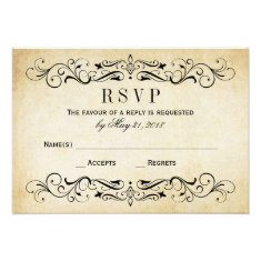 Vintage Wedding RSVP Postcards | Elegant Flourish Invitations