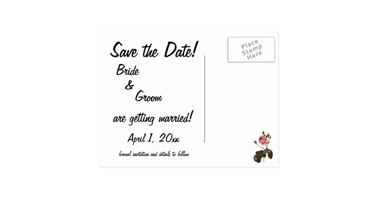 Vintage Wedding Save the Date! Bride and Groom Postcard Zazzle