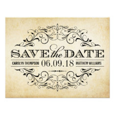 Vintage Wedding Save the Date | Elegant Flourish Personalized Invites