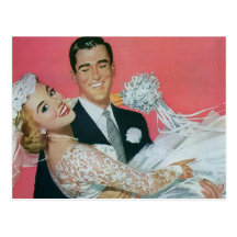 Vintage Wedding Save the Date! happy Newlyweds Postcards