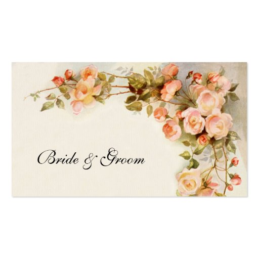 Vintage Wedding Table Number, Antique Rose Flowers Business Cards (back side)