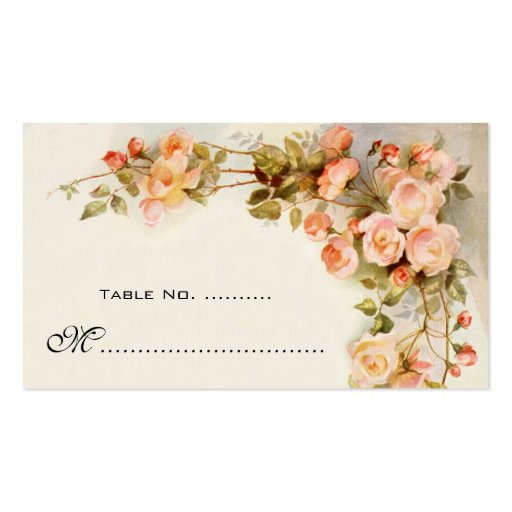 Vintage Wedding Table Number, Antique Rose Flowers Business Cards