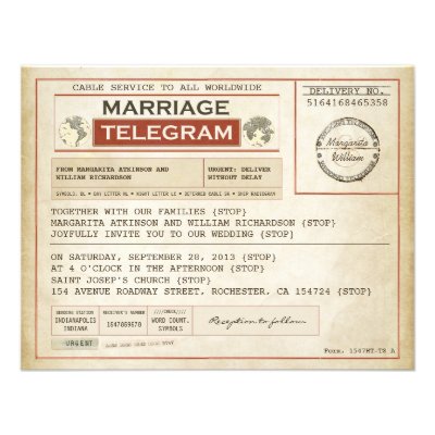 Vintage Telegram Wedding Invitation