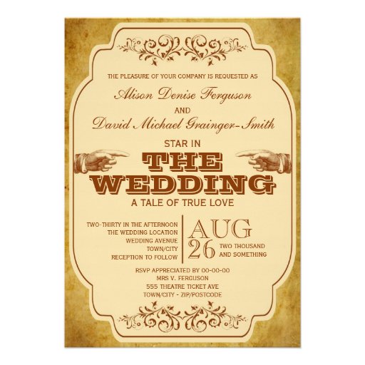 Vintage Wedding Theatre Production Invites