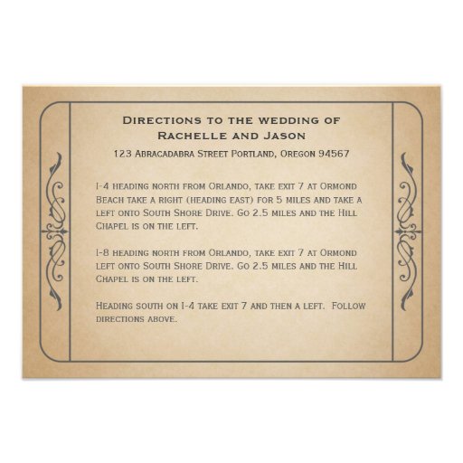 Vintage Wedding Ticket Driving Directions Invites