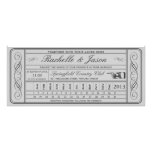 Vintage Wedding Ticket  II  Punchout Personalized Announcements