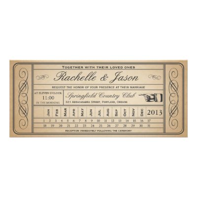 Vintage Wedding Ticket  II  Punchout Custom Announcements