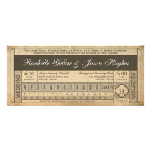 Vintage Wedding Ticket  III  Punchout Custom Invite