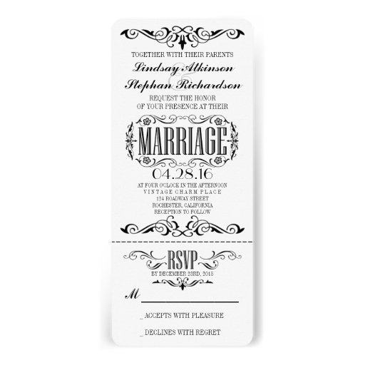 Vintage Wedding Ticket Invitation