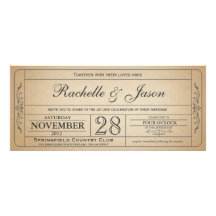 Vintage Wedding Ticket  Invitation